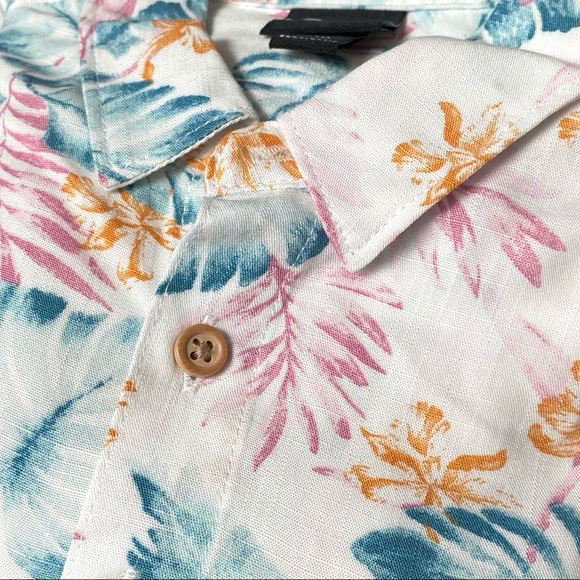 NWT Tropical Floral White Button-Down Collar Shirt - Toddler Boys Size 18M Tops - Picture 2 of 2
